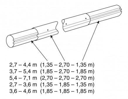 Телескопическая штанга длиной 3,7–5,4 м (материал - анодированный алюминий)