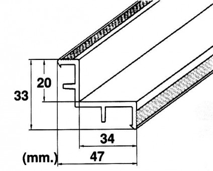 Опорный профиль для переливной решетки (MP200-LAF), длиной 2 метра