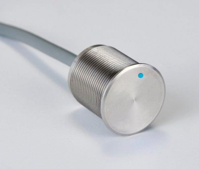 Пьезоэлектрическая кнопка RGB нерж. сталь, IP69K – синяя подсветка, кабель 2,5 м
